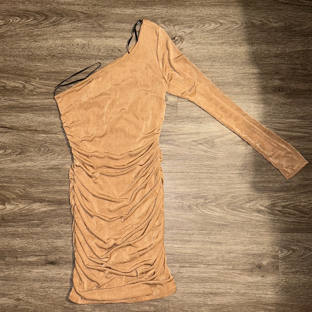 Ruched One-Shoulder Mini Dress
